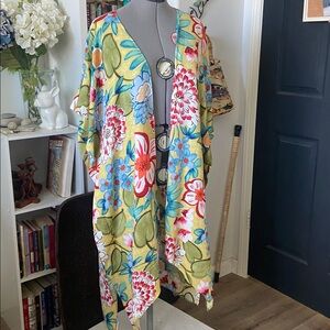 Jams World Multicolor Floral tank top small kimono one size